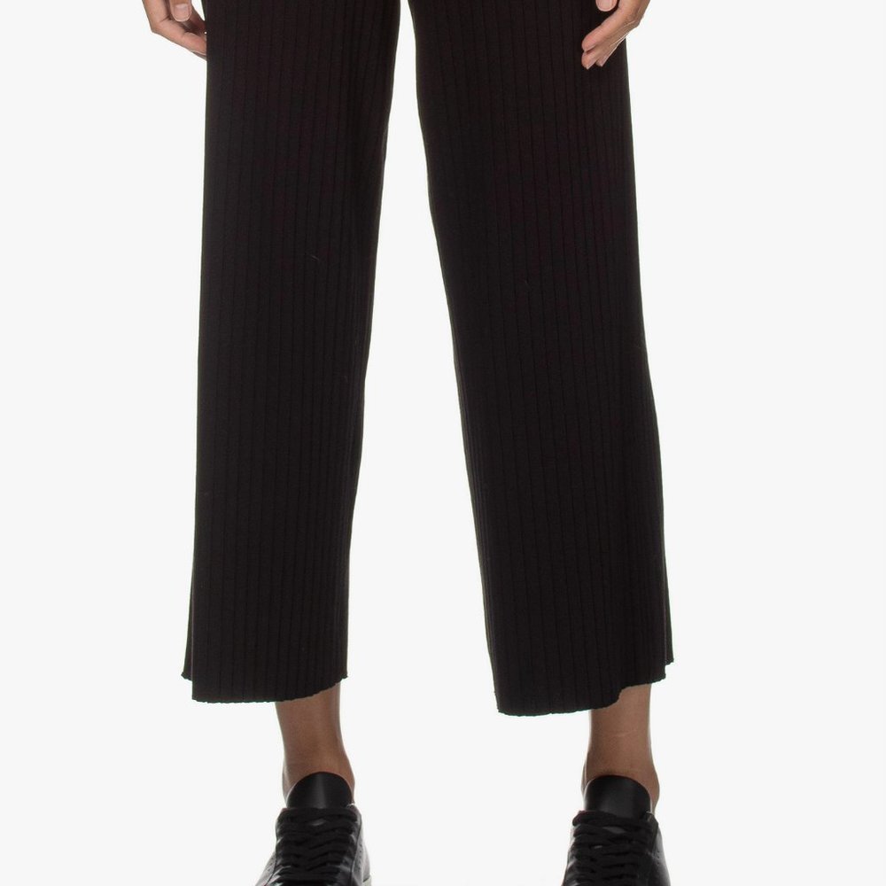 NWT VINCE Women's Ribbed Knitted Loose-Fit Cropped Pants, BLACK, Size M